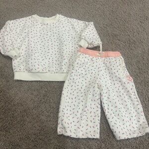 Zara White and Pink Kids Floral Set